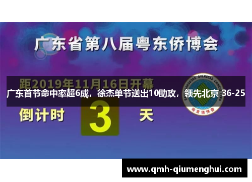 广东首节命中率超6成，徐杰单节送出10助攻，领先北京 36-25